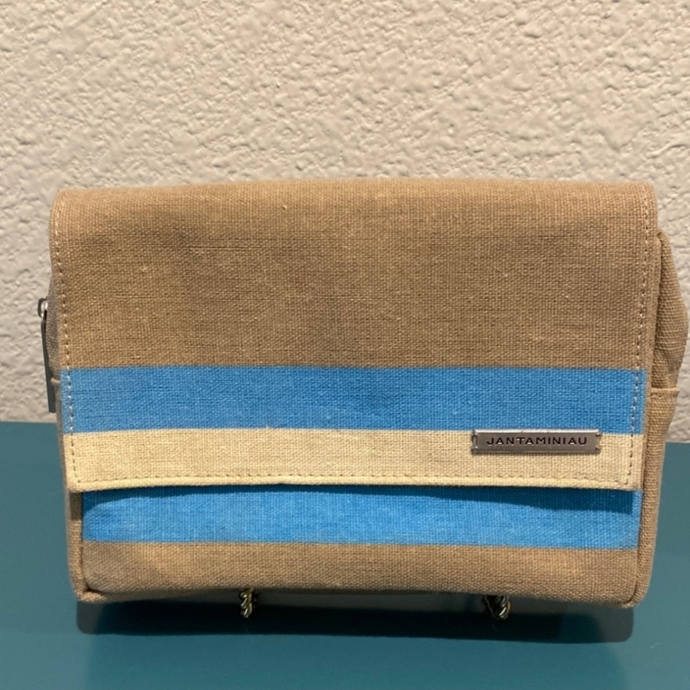 Jantaminiau Limited Edition KLM Tan and Blue Clutch